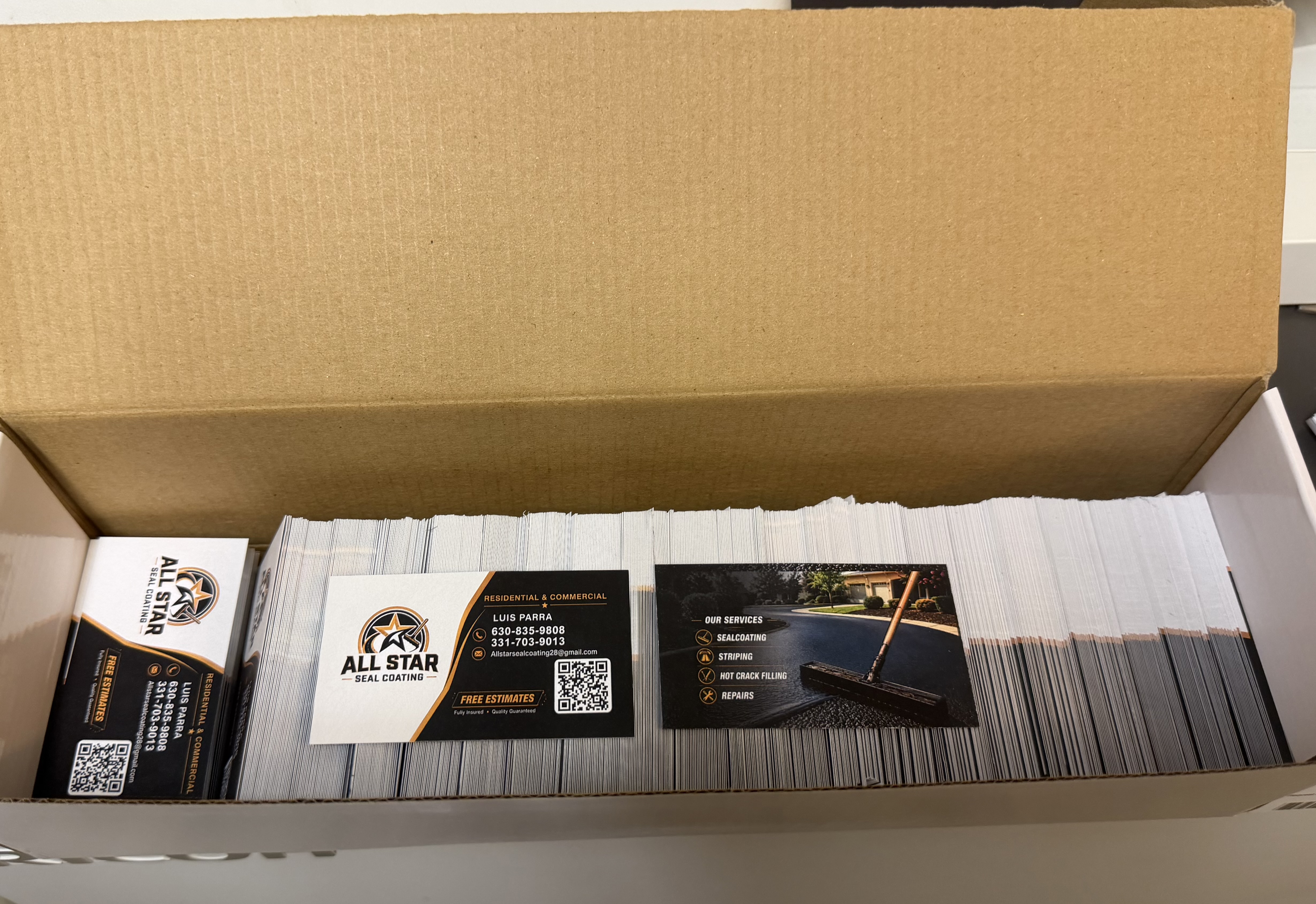 Tarjetas de Negocios ~ All Star Seal Coating