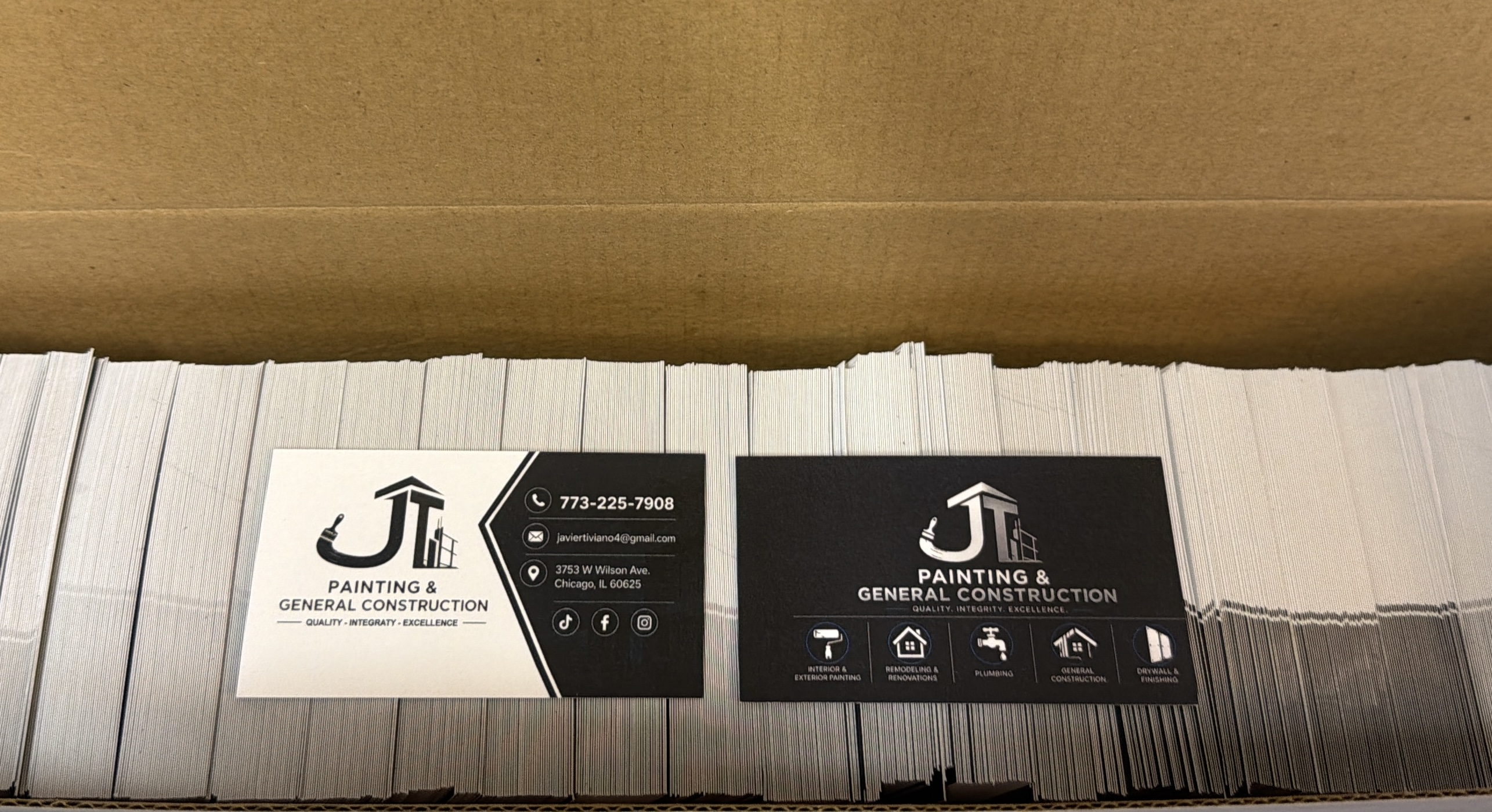 Tarjetas de Negocios ~ JT Painting & General Construction